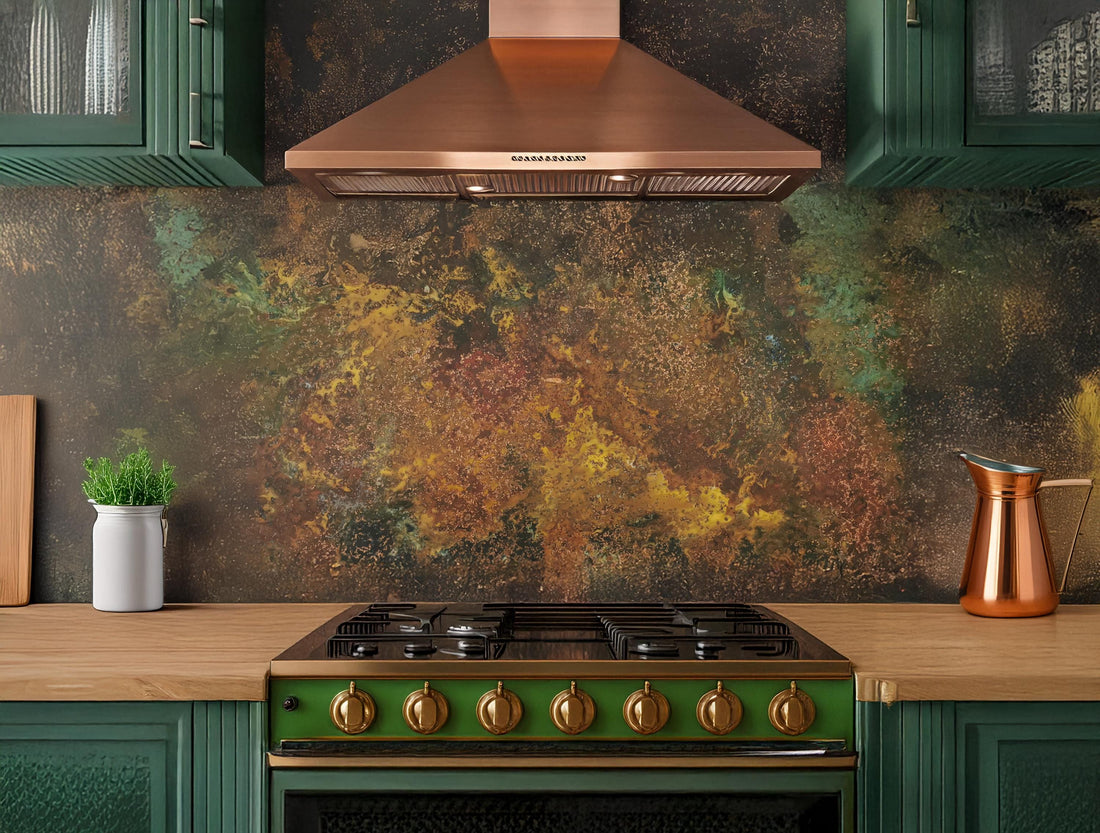 Kupfer-Küchenrückwand aus echtem Kupfer – Savage Copper Bloom