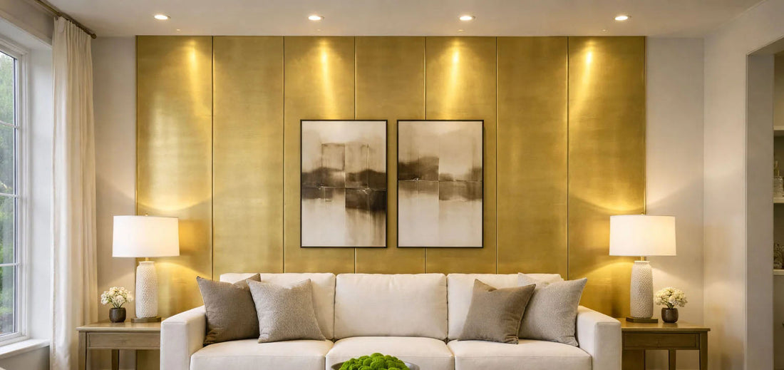 Gebürstetes Messing an der Wohnzimmerwand – brushed brass statt Kupfer