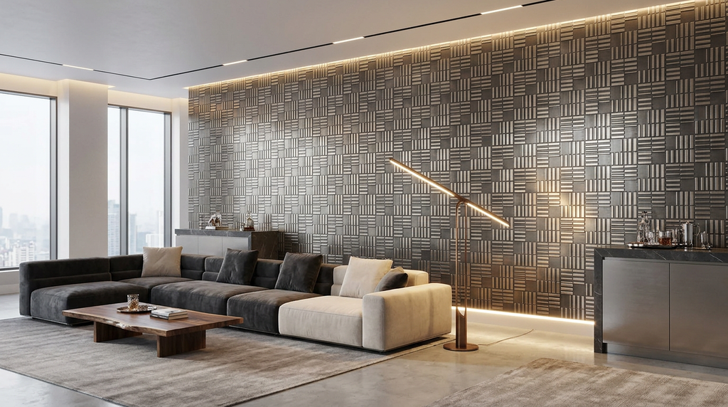 Płytka metalowa Parquet – dekoracyjny panel ścienny