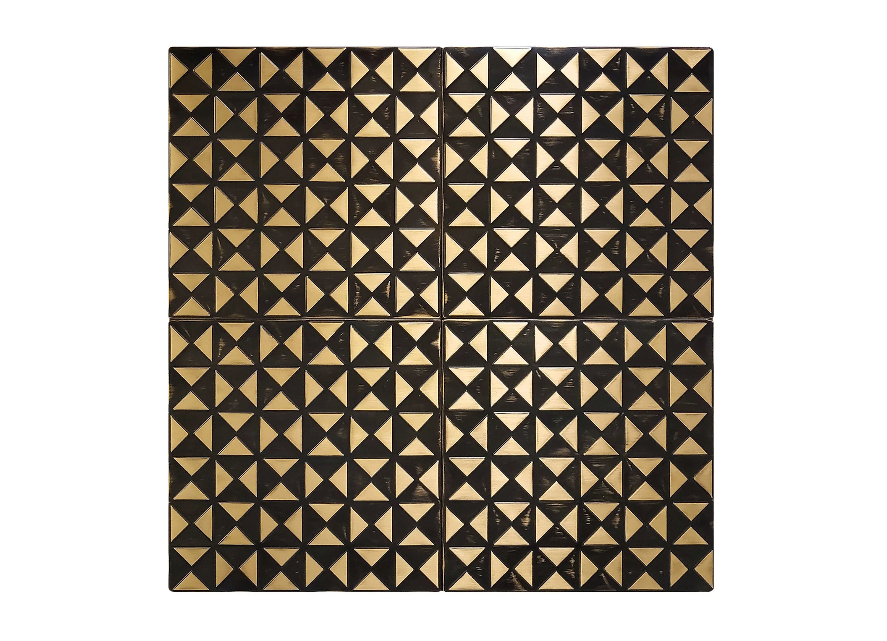 Zestaw 4 mosiężnych płytek metalowych Origami z geometrycznym wzorem