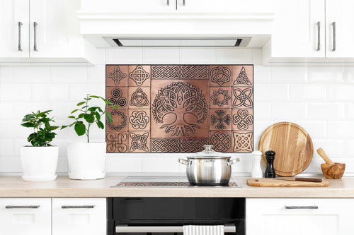 Celtycki Ornament - Zestaw 21 Kafli – ręcznie robiony panel dekoracyjny z metalu