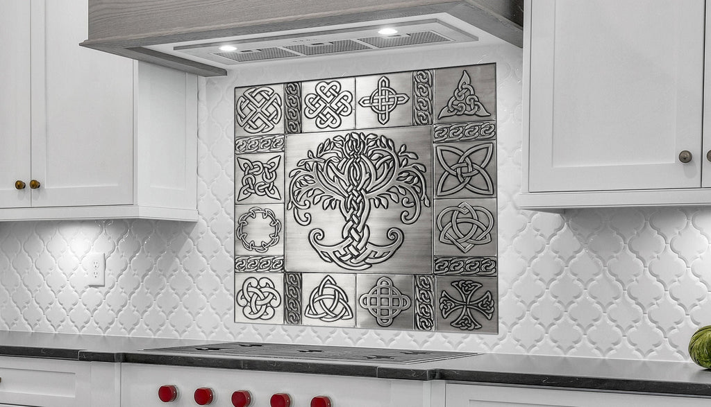 Celtycki Ornament - Zestaw 21 Kafli – ręcznie robiony panel dekoracyjny z metalu