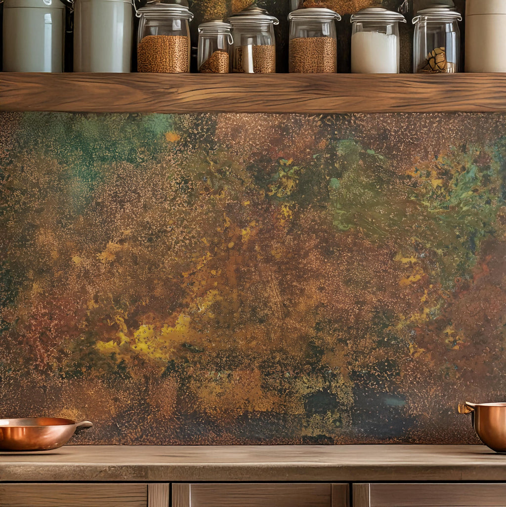 Dekoracyjny panel miedziany Savage Copper Bloom w nowoczesnym wnętrzu