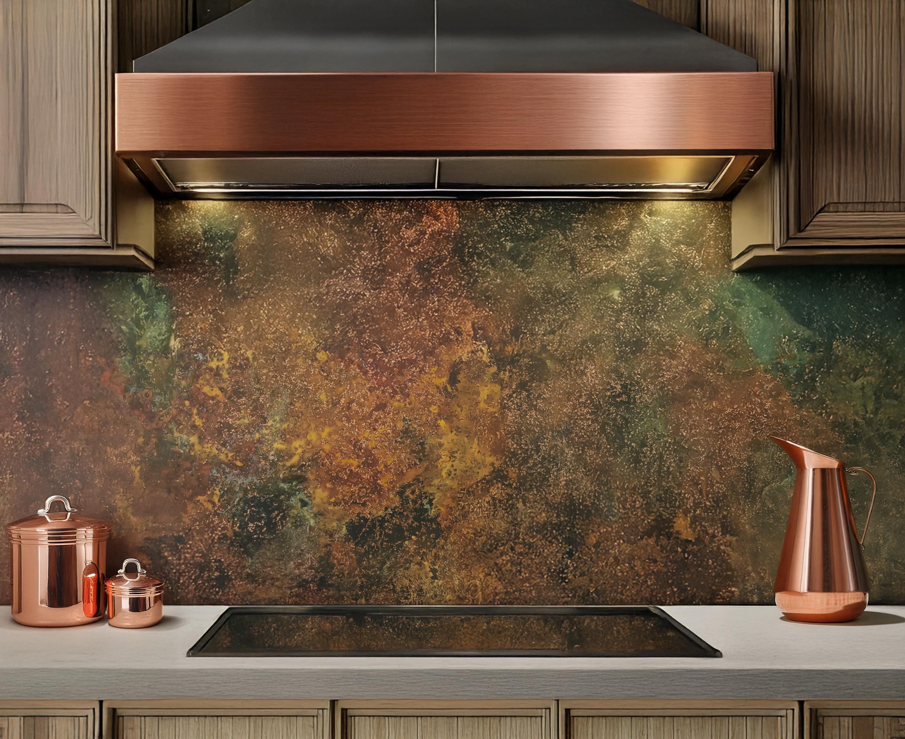 Copper wall panel Savage Copper Bloom with natural handmade patina