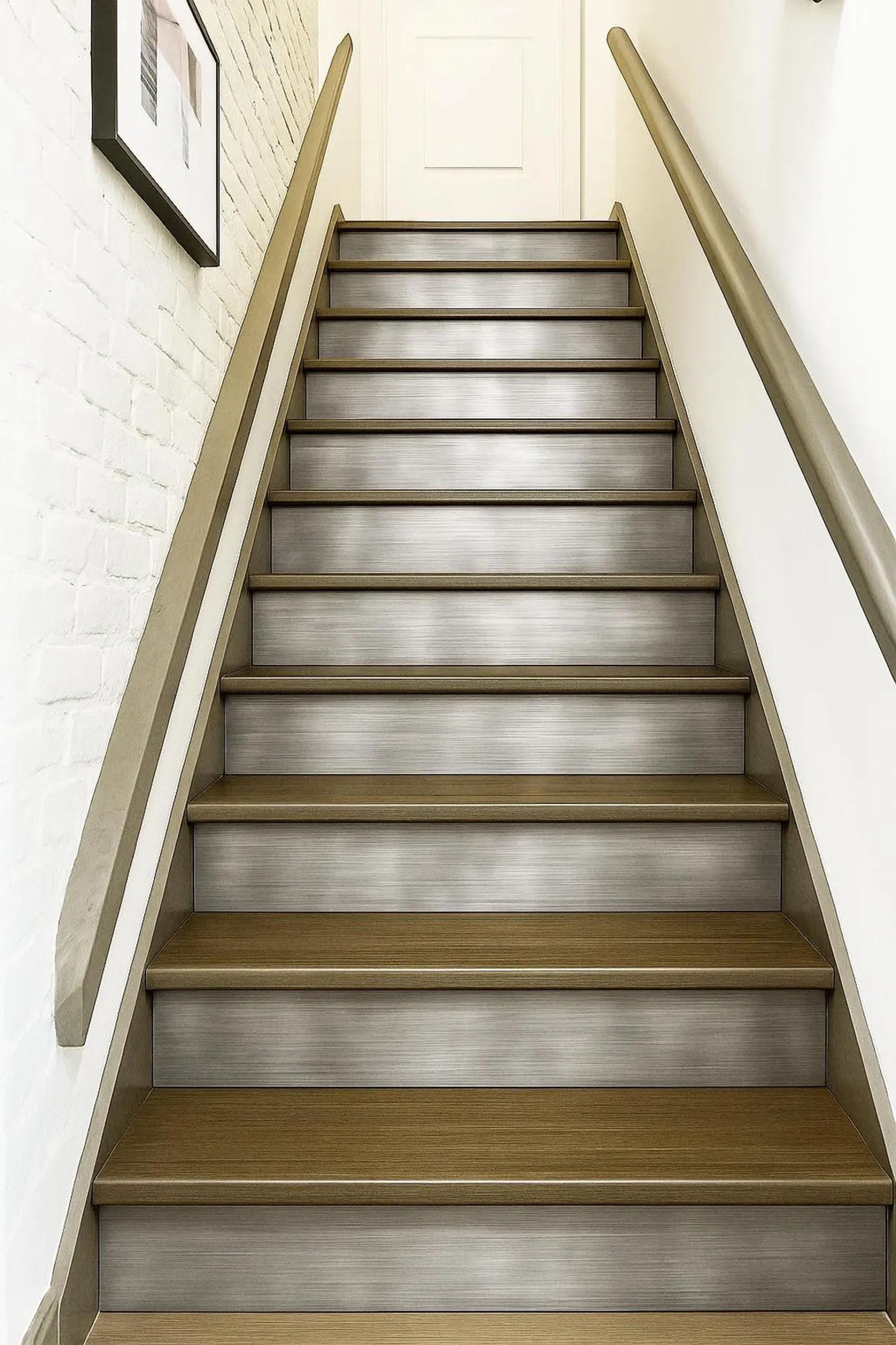 Elegant Real Metal Stair Risers – Handcrafted Copper, Brass or Stainless Steel – Patinated Surface – Decorative Stair Accents – Easy Install