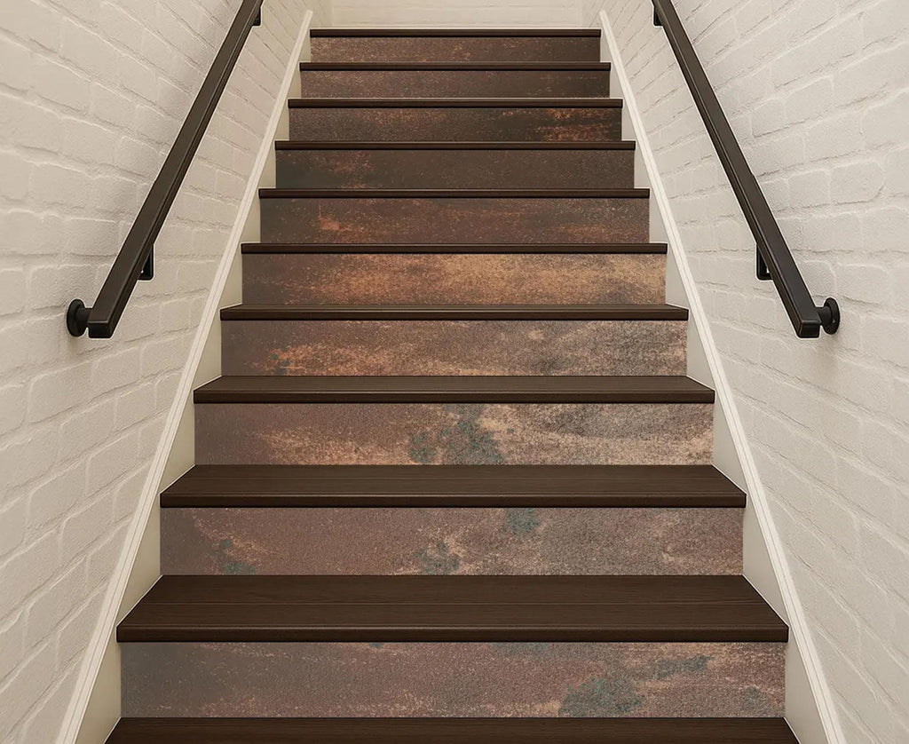 Elegant Real Metal Stair Risers – Handcrafted Copper, Brass or Stainless Steel – Patinated Surface – Decorative Stair Accents – Easy Install