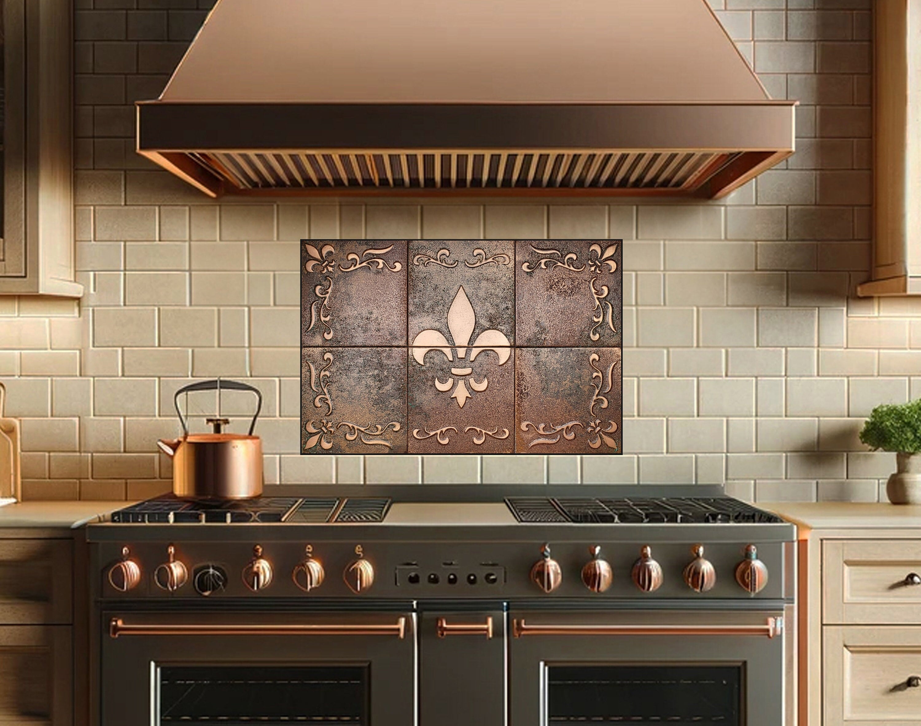 Fleur-de-Lis – Zestaw Kafli Artystycznych z Metalu – ręcznie robiony panel dekoracyjny z metalu