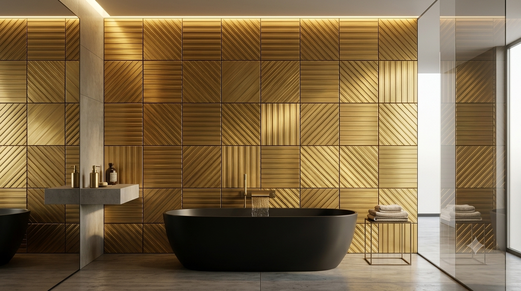 Metal Tiles Stripes – set of 6 handmade decorative tiles