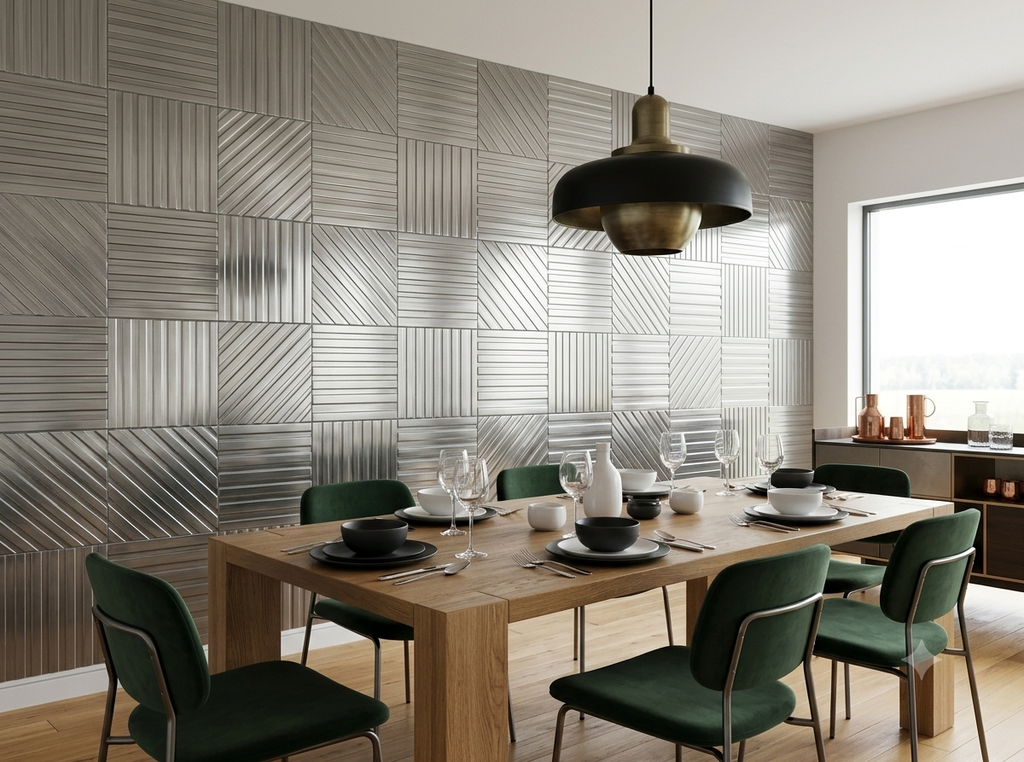 Metal Tiles Stripes – set of 6 handmade decorative tiles