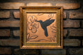 Hummingbird in a beautiful, unique wooden frame. Handmade, 100% Copper __etsy:2488332331
