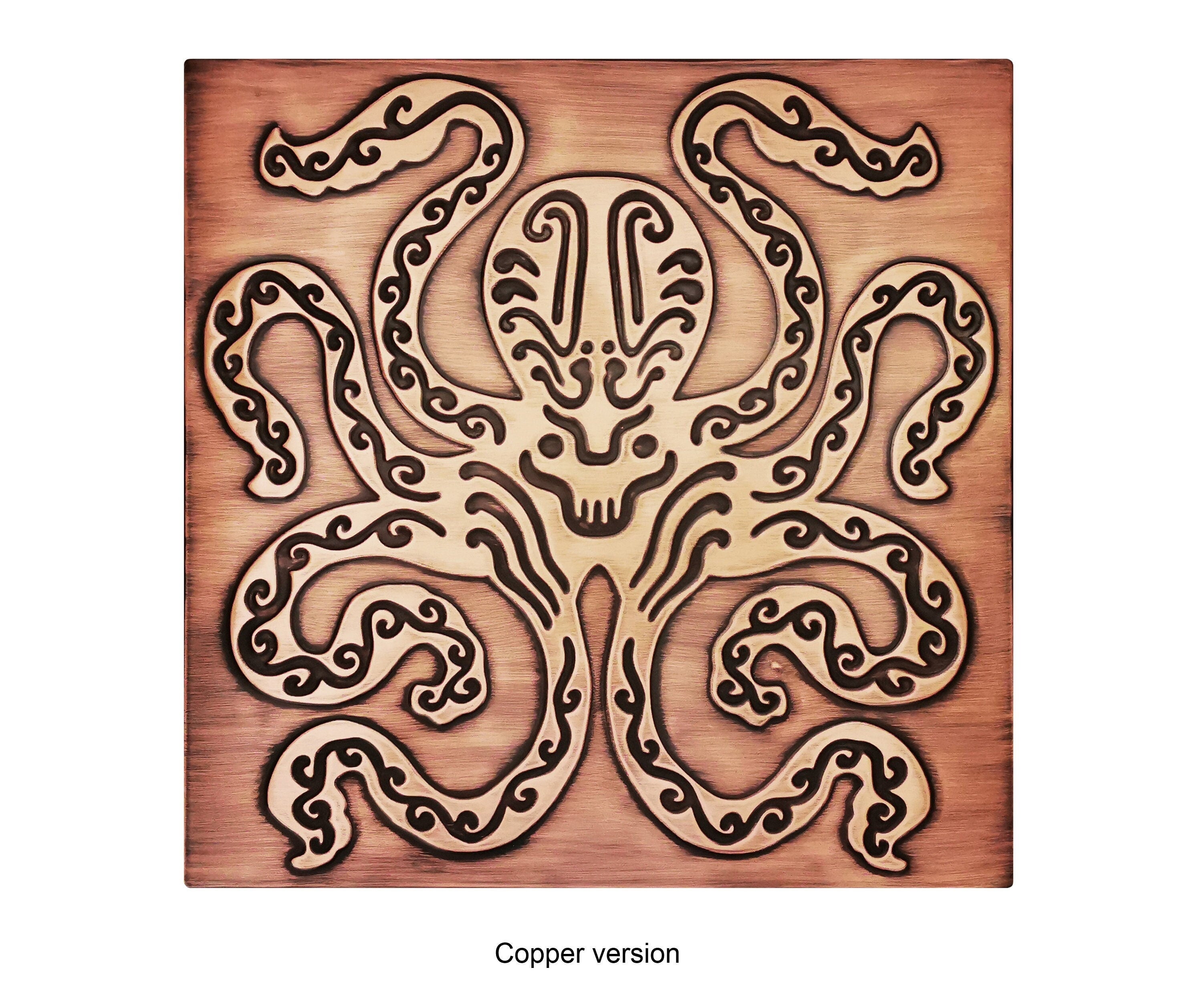 Ośmiornica Kraken – ręcznie robiony panel dekoracyjny z metalu