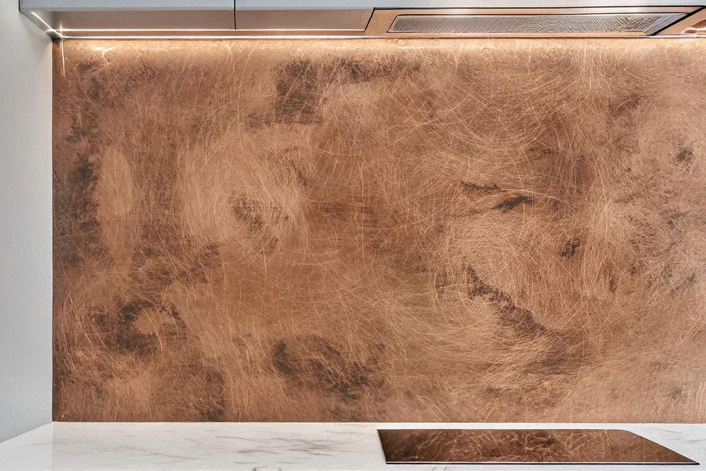 Real Copper Backsplash Panel – Copper Storm - Handmade Patina Metal Wall Art – Modern Rustic Accent for Kitchen & Home