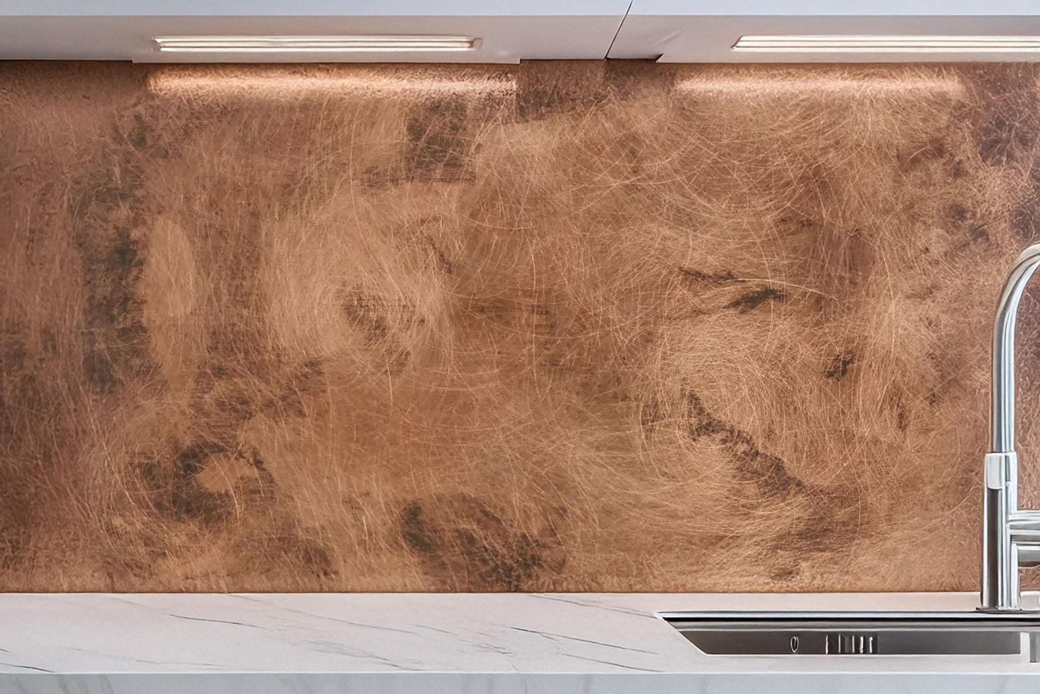 Real Copper Backsplash Panel – Copper Storm - Handmade Patina Metal Wall Art – Modern Rustic Accent for Kitchen & Home