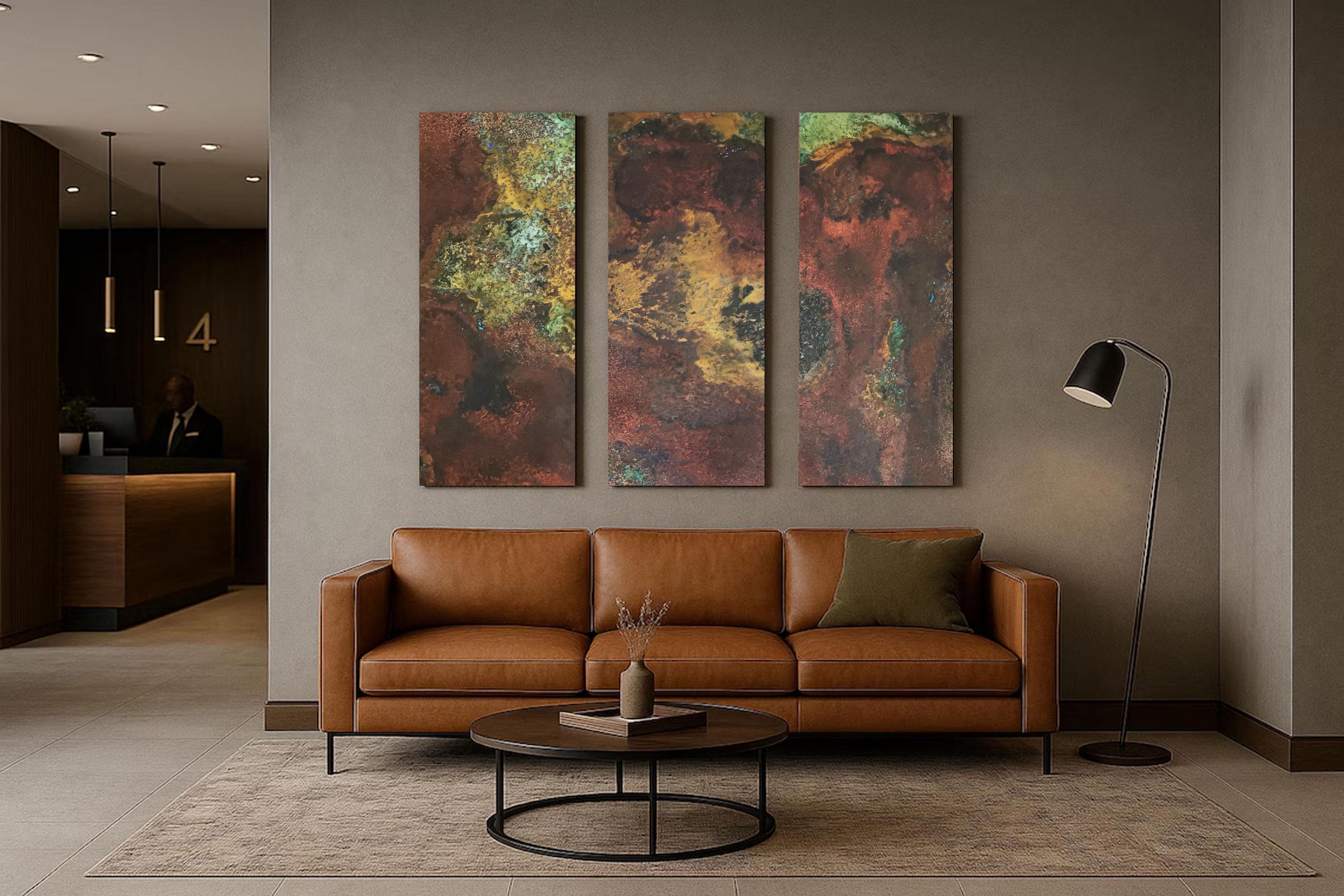 Real Copper Wall Art – 3 Panel Metal Artwork – Savage Copper Bloom – Modern Abstract Triptych – Handmade Rustic Decor