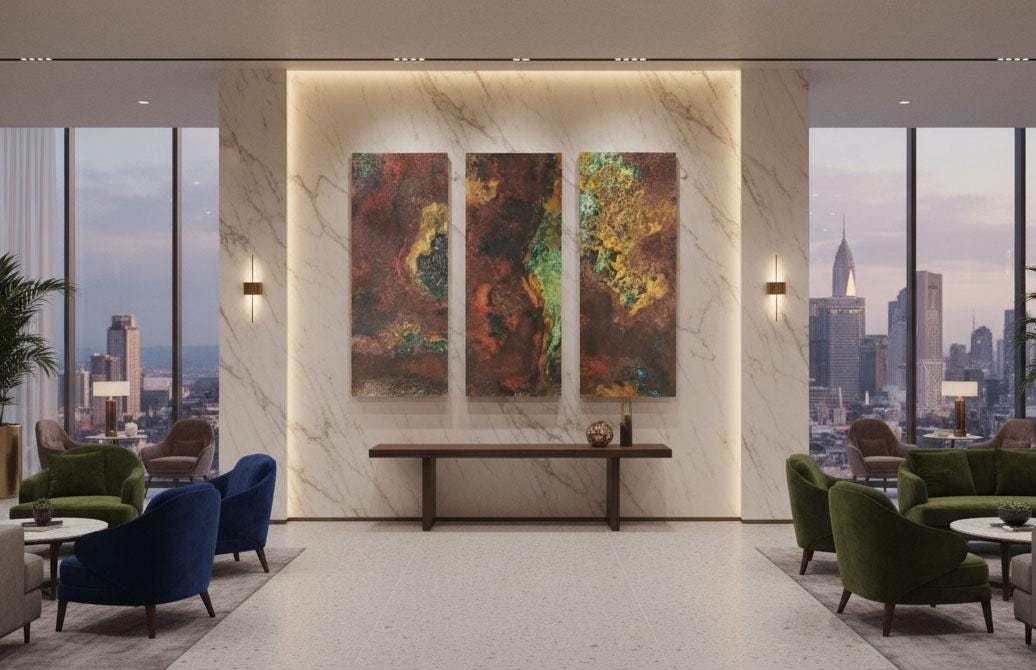 Real Copper Wall Art – 3 Panel Metal Artwork – Savage Copper Bloom – Modern Abstract Triptych – Handmade Rustic Decor
