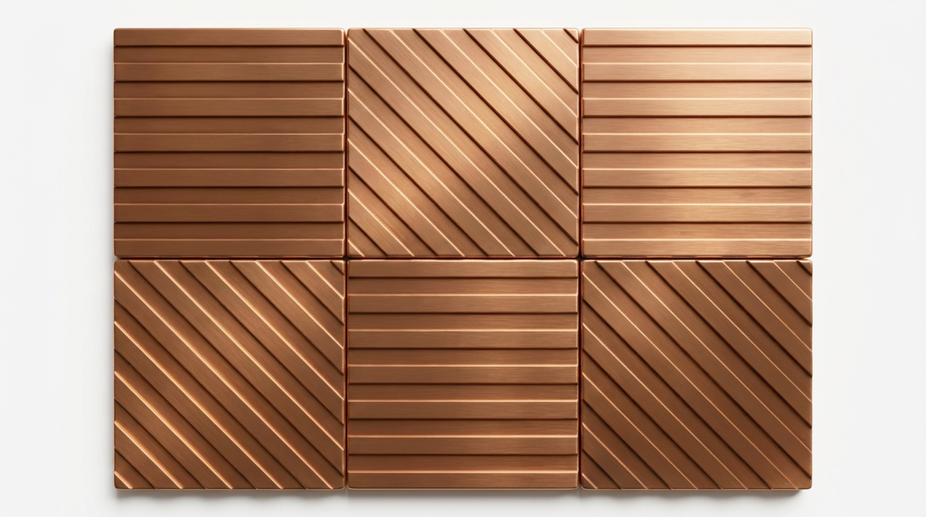 Metal Tiles Stripes – set of 6 handmade decorative tiles