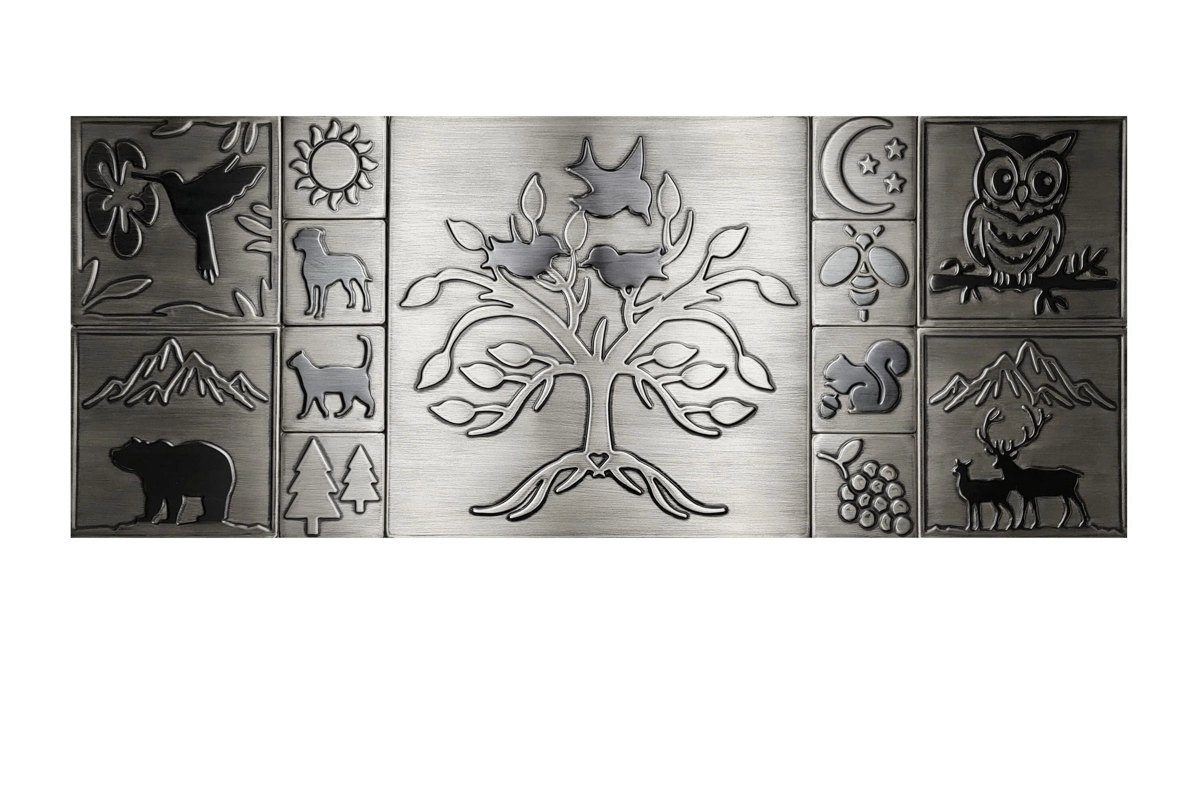 Animals and the Tree of Life – Set of 13 Tiles | Artistic metal tiles