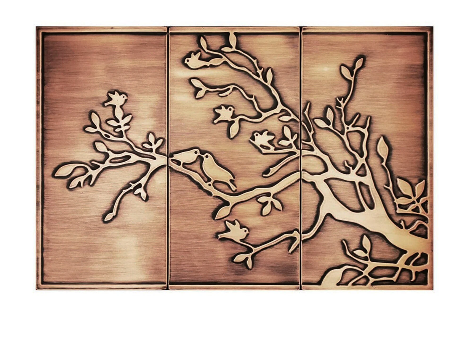 Birds on a Branch - Set of 3 Tiles | Artistic Metal Tiles